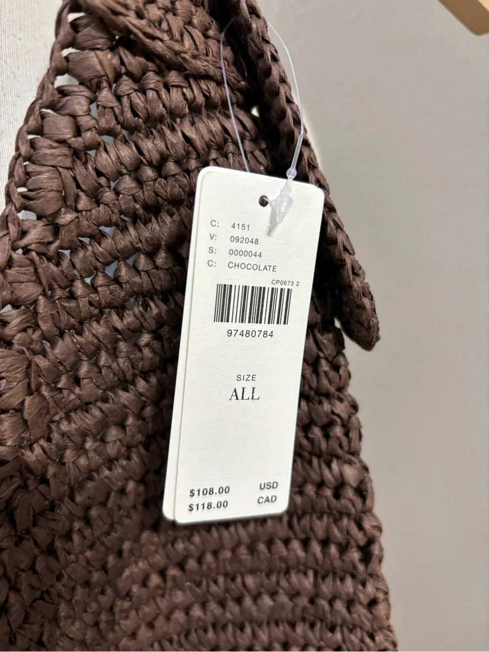 NEW! Anthropologie Love Knot Slouchy Bag - Raffia Buckle Edition in Chocolate